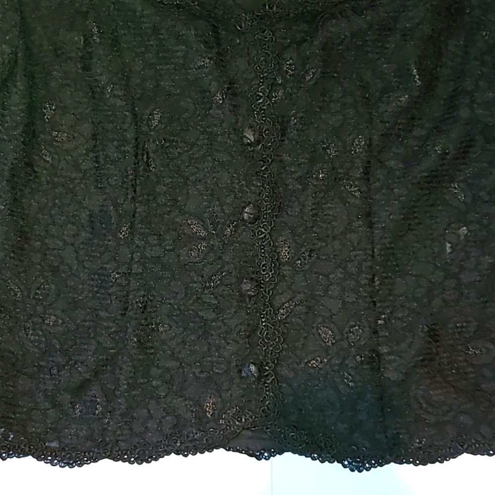 Talbots Black Lace Button-Down Blouse - image 3